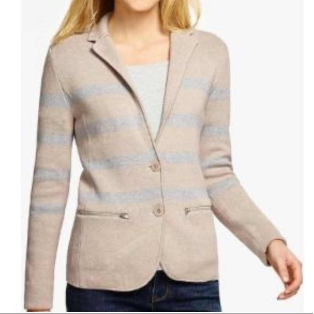Talbots striped sweater blazer